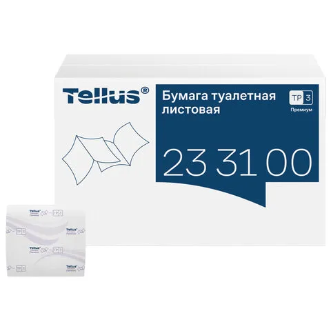 Бумага туалетная листовая Tellus/TORK (Система ТР3) ПРЕМИУМ КОМПЛЕКТ 40 шт., 200 л., 11х23 см, 2-сло
