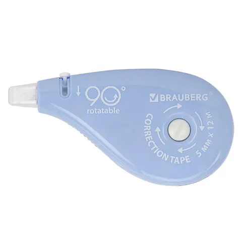 Корректирующая лента BRAUBERG PASTEL 5 мм х 12 м, вращающийся наконечник 90°, механизм перемотки, ко