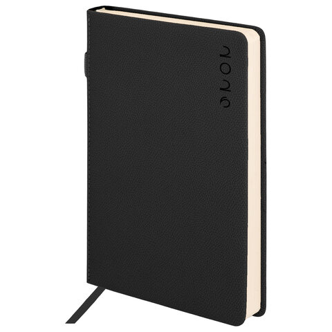 Ежедневник датированный 2026 А5 138х213мм BRAUBERG Essential, под кожу, держатель, черный, 117394