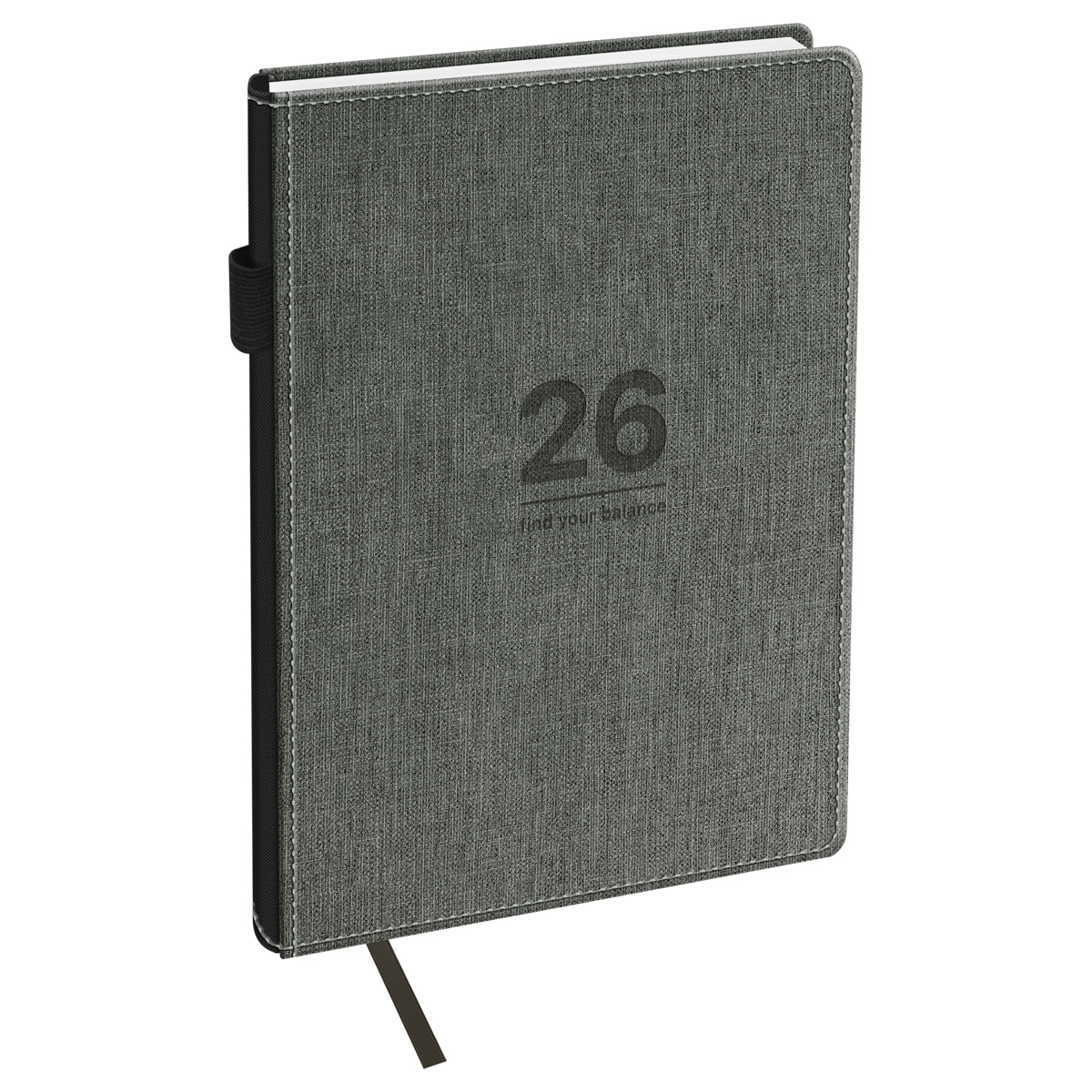 Ежедневник датированный 2026г., А5, 176л., твердый переплет, кожзам, BG "Fillsta. Gray", серый