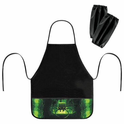 Фартук с нарукавниками для уроков труда BRAUBERG, 3 кармана, 46x54 см, "Digital spider", 273644