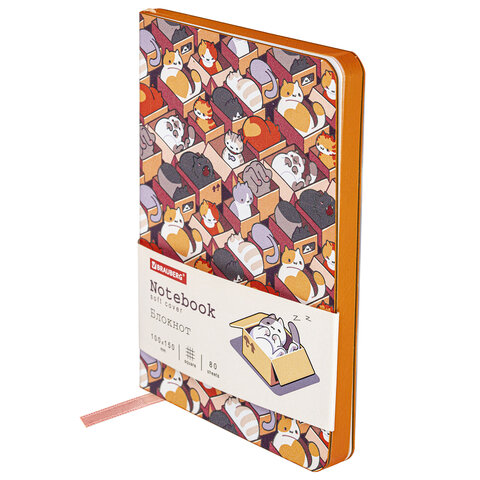 Блокнот МАЛЫЙ ФОРМАТ (100х150 мм) А6, BRAUBERG VISTA "Catopolis", под кожу, гибкий, 80 л., 112100