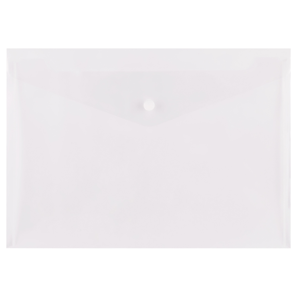 Папка-конверт на кнопке СТАММ А4, 150мкм, пластик, прозрачная, бесцветная