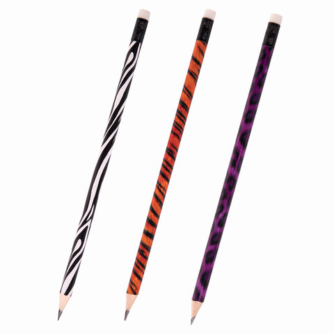 Карандаш чернографитный ЮНЛАНДИЯ "АФРИКА", 1 шт., HB, корпус ассорти, 181769