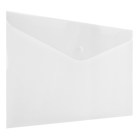 Папка-конверт с кнопкой А4 BRAUBERG UNIVERSAL, до 100 листов, прозрачная, 0,15 мм, 273070