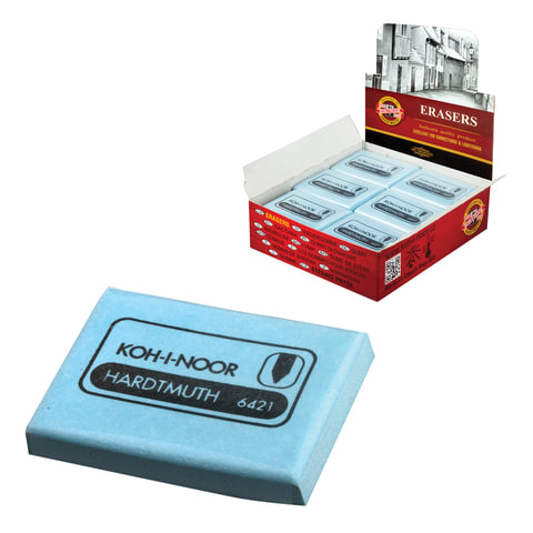 Ластик-клячка KOH-I-NOOR, 47x36x10 мм, голубой, прямоугольный, мягкий, натуральный каучук, 642101800