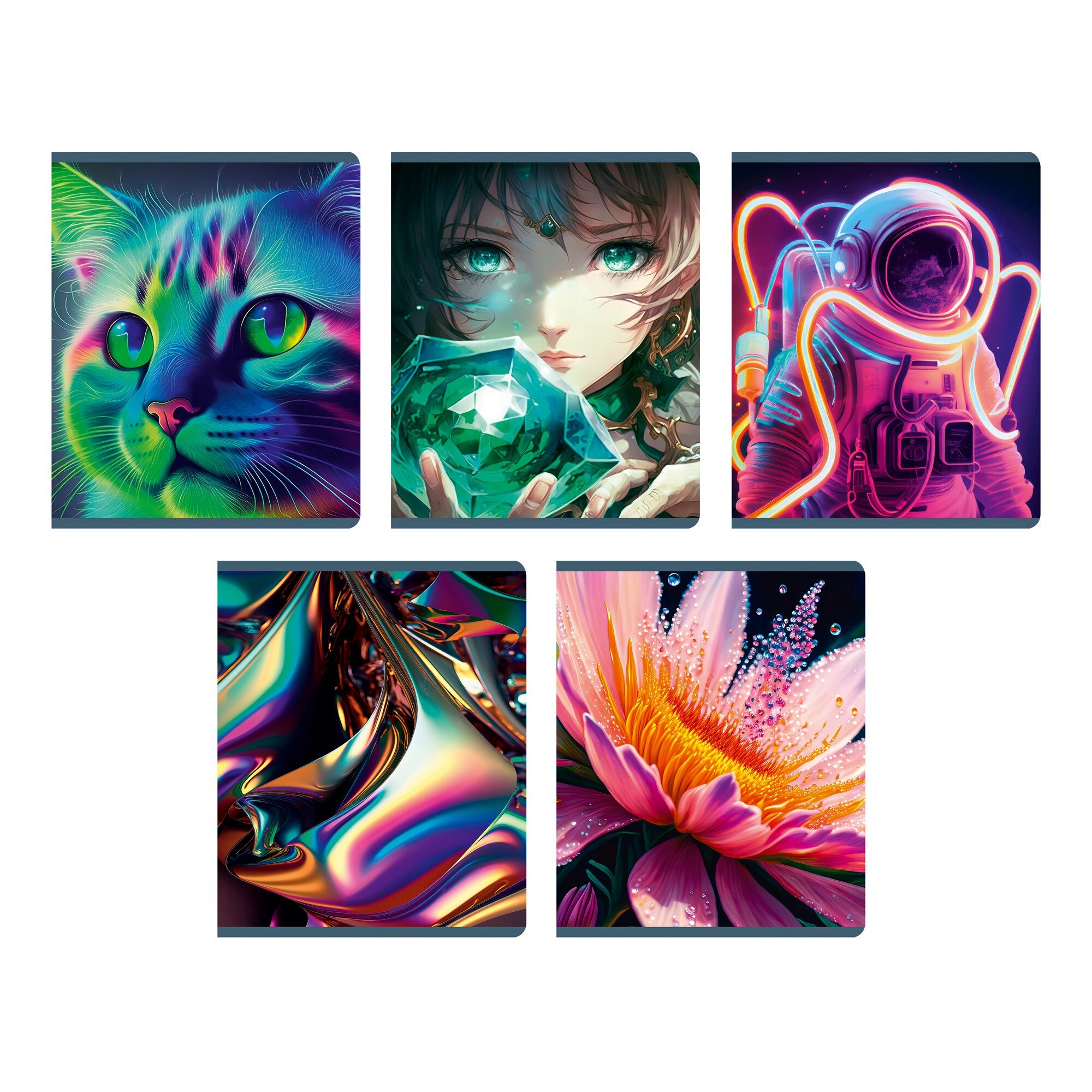 Тетрадь 96л., А5, клетка Listoff "Яркий микс"