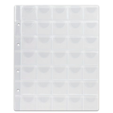 Листы-вкладыши для монет для альбома "Оптима" М9-05, набор 5 шт., 200х250 мм, 35 карманов, ЛМ-35