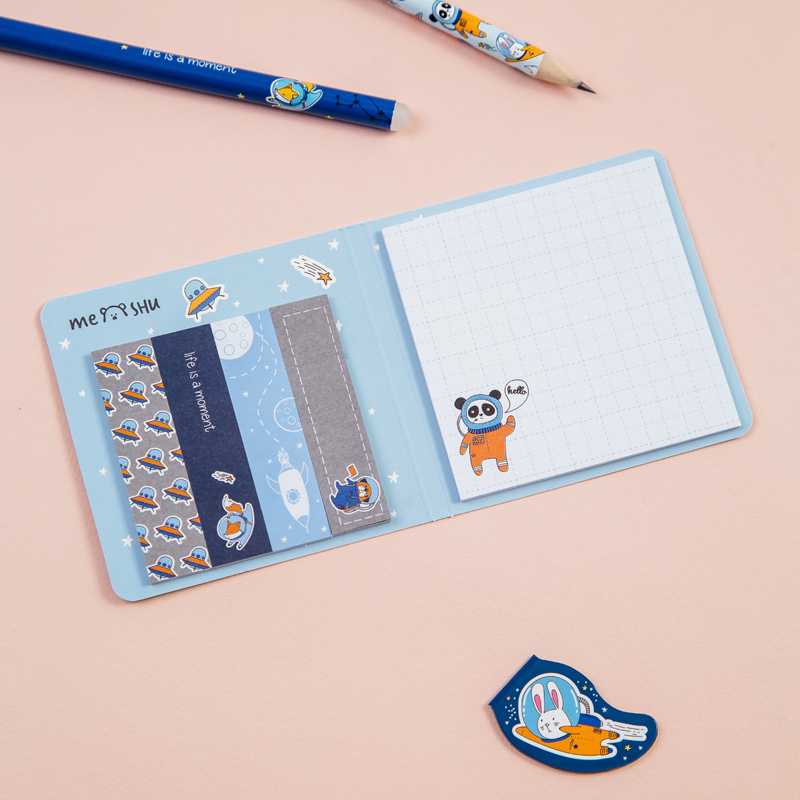 Закладки и самоклеящиеся блоки в наборе MESHU "Space adventure", 74*74мм, 60*15мм, 25л., евро