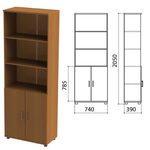 Шкаф полузакрытый "Монолит", 740х390х2050 мм, цвет орех гварнери, 980076