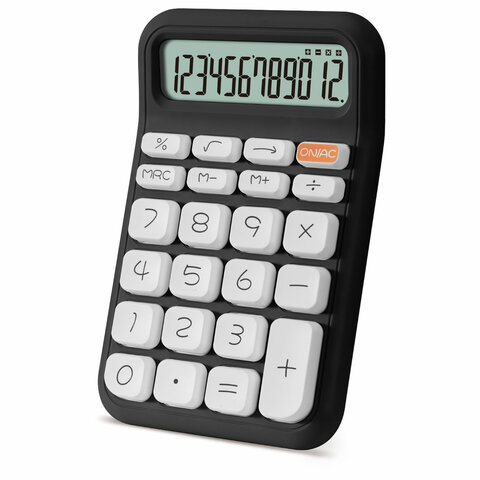 Калькулятор настольный BRAUBERG KW-500-BK (93x148 мм), 3D кнопки, 12 разрядов, черный, 272954