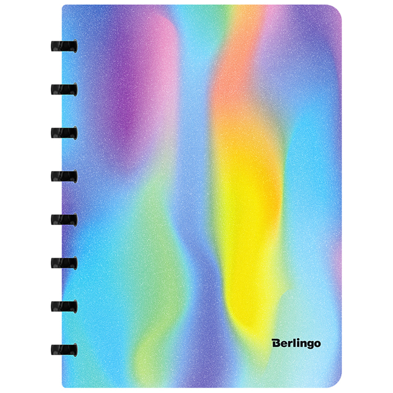 Бизнес-тетрадь А5+, 80л., Berlingo "Gradient", глиттер-эффект, клетка, на кольцах, 338473