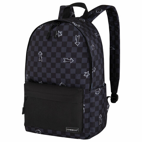 Рюкзак HEIKKI POSITIVE (ХЕЙКИ) универсальный, карман-антивор, Gray Chess, 42х28х14 см, 273855