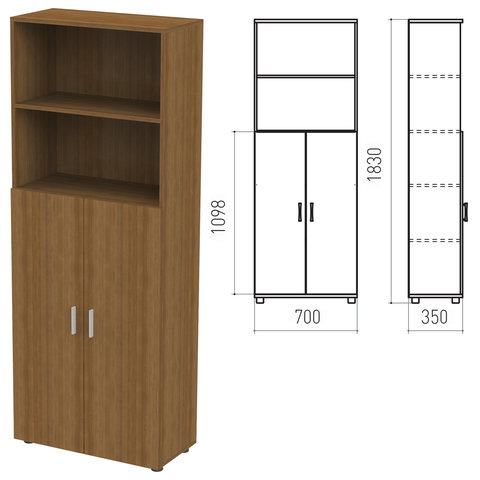 Шкаф полузакрытый "Канц", 700х350х1830 мм, цвет орех пирамидальный (КОМПЛЕКТ), 980008