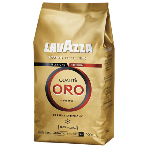 Кофе в зернах LAVAZZA "Qualita Oro", арабика 100%, 1000 г, вакуумная упаковка, 2056