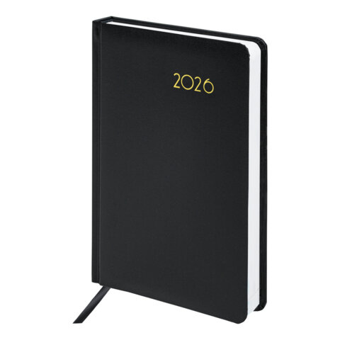 Ежедневник датированный 2026 А5 138x213мм BRAUBERG Select, балакрон, черный, 117086
