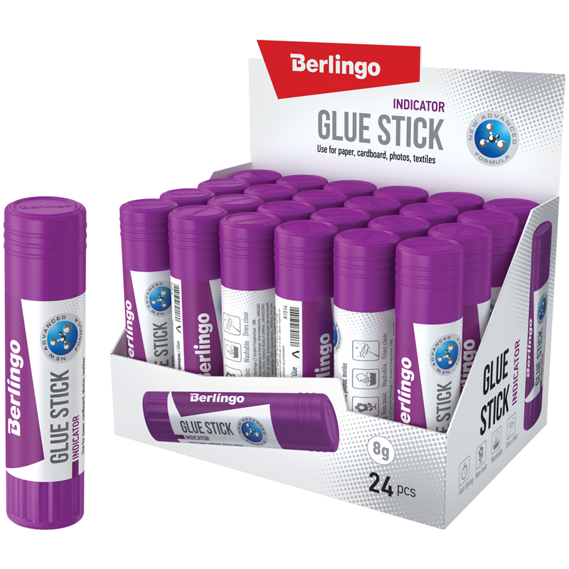 Клей-карандаш Berlingo "Indicator", 08г, с цветным индикатором