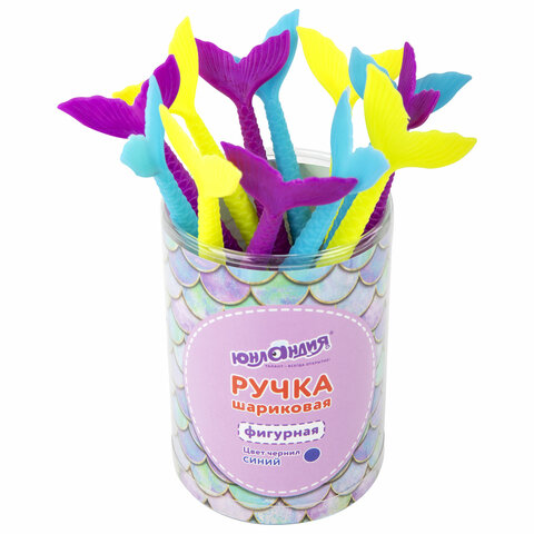 Ручка фигурная шариковая ЮНЛАНДИЯ "Русалка", мягкий силиконовый корпус, ассорти, СИНЯЯ, пишущий узел