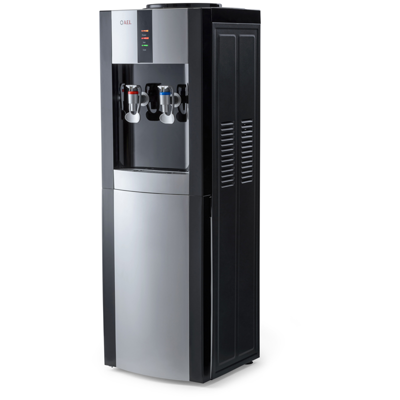 Кулер для воды напольный AEL LD-AEL-47c, нагрев/охлаждение электрон., со шкафом 10л, серебристый, че