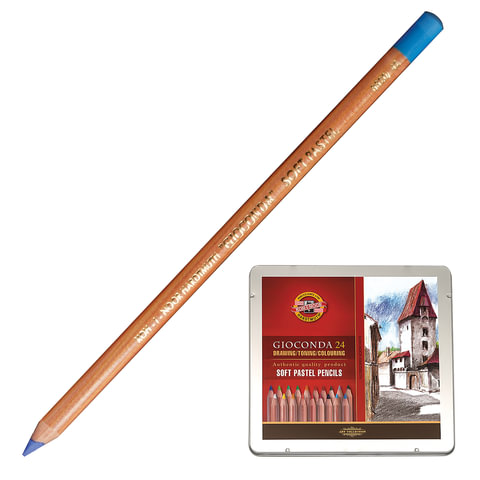 Карандаши цветные пастельные KOH-I-NOOR "Gioconda", 24 цвета, мягкие, металлическая коробка, 8828024