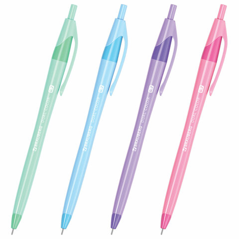 Ручка шариковая автоматическая масляная BRAUBERG "DUAL COLOR", СИНЯЯ, игольчатый наконечник 0,7 мм, 