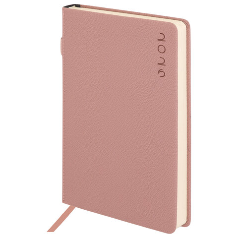 Ежедневник датированный 2026 А5 138х213мм BRAUBERG Essential, под кожу, держатель, розовый, 117395