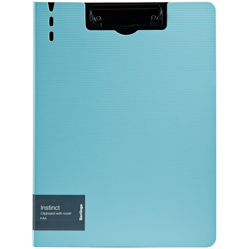 Папка-планшет с зажимом Berlingo "Instinct" A4, пластик (полифом), аквамарин/черный