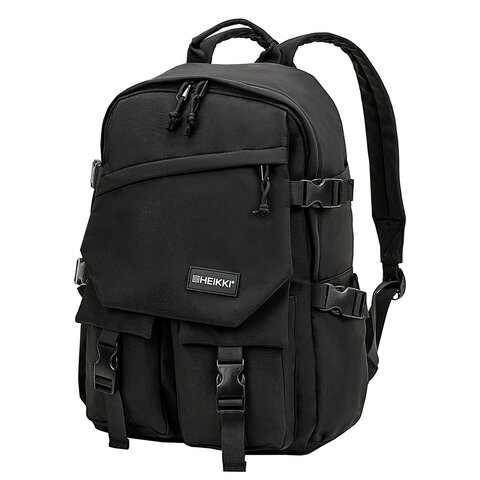 Рюкзак HEIKKI FUSION (ХЕЙКИ) универсальный, отделение для ноутбука, карман-антивор, черный, 43х30х14