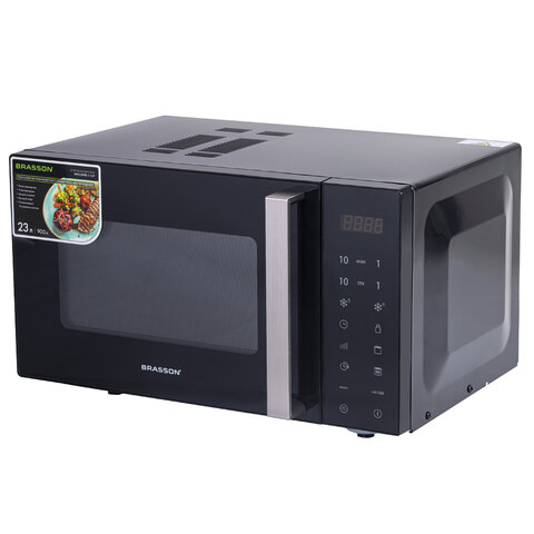 Микроволновая печь без поворотного стола BRASSON MW2390D-11GP, ГРИЛЬ, 9 ПРОГРАММ, 23 л, 900 Вт, сенс