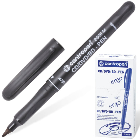 Маркер перманентный для CD/DVD Centropen "4606" черный, 1мм