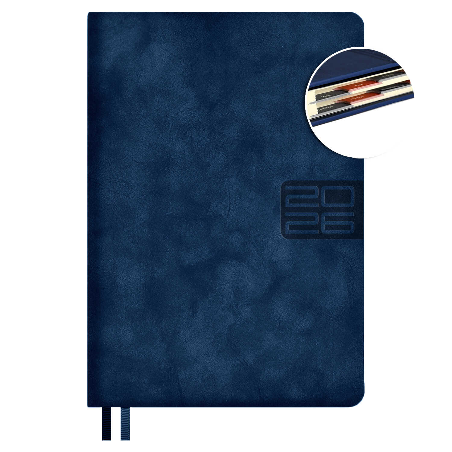 Ежедневник датированный 2026, А5 176 л., Escalada #ДУМАЙ КАК МИЛЛИАРДЕР Тиволи глосс Синий