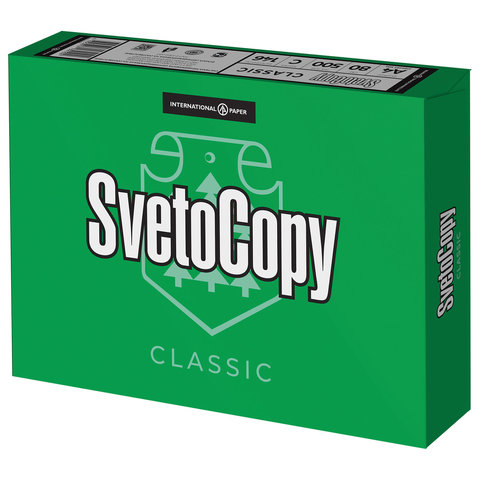 Бумага офисная SVETOCOPY, А4, 80 г/м2, 500 л., марка С,  Россия, белизна 146%