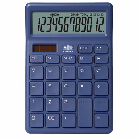 Калькулятор настольный BRAUBERG CH-12-BU (153х103 мм), 12 разрядов, двойное питание, синий, 272959