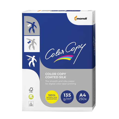 Бумага COLOR COPY SILK, мелованная, матовая, А4, 135 г/м2, 250 л., для полноцветной лазерной печати,