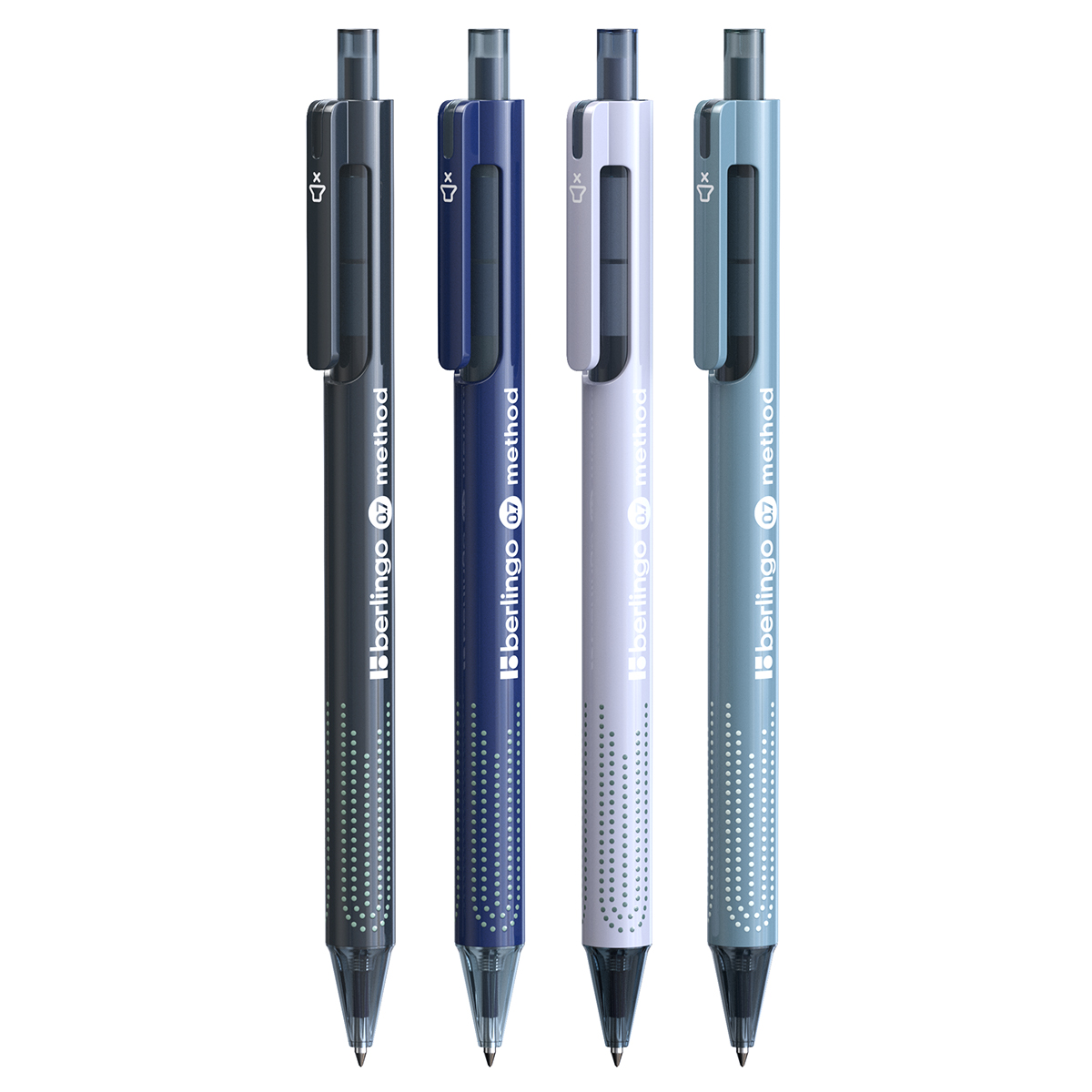 Ручка шариковая автоматическая Berlingo "Method" синяя, 0,7мм, корпус ассорти