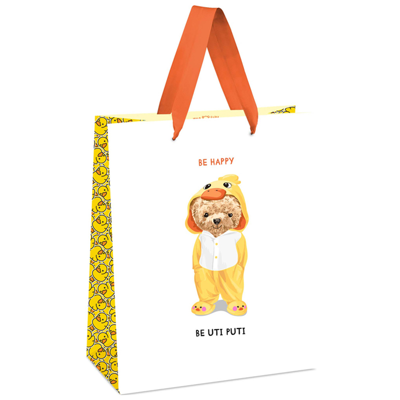 Пакет подарочный 18*23*10см MESHU "UTI PUTI", выборочный лак, матовая ламинация