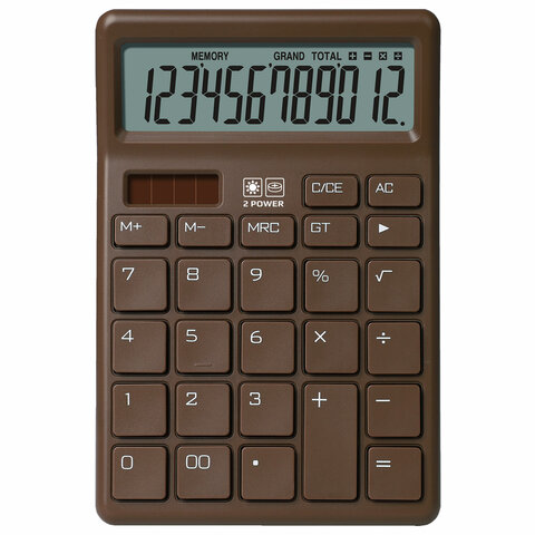 Калькулятор настольный BRAUBERG CH-12-BR (153х103 мм),12 разрядов,двойное питание, коричневый,272961