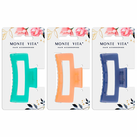 Краб для волос 8,5 см, глянцевый, АССОРТИ, MONTE VITA, 457004