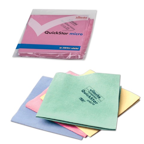 Салфетка микроволоконная VILEDA "МикронКвик", набор 5 шт., микроволокно, красные, 38х40 см, 15211