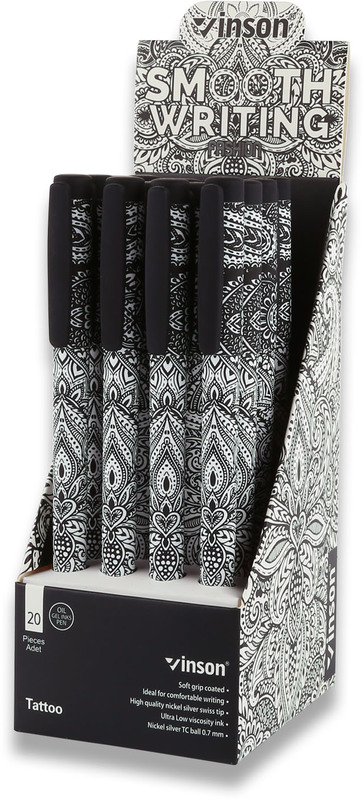 Ручка шариковая VINSON A3 TATTOO синяя, 0,7 мм.