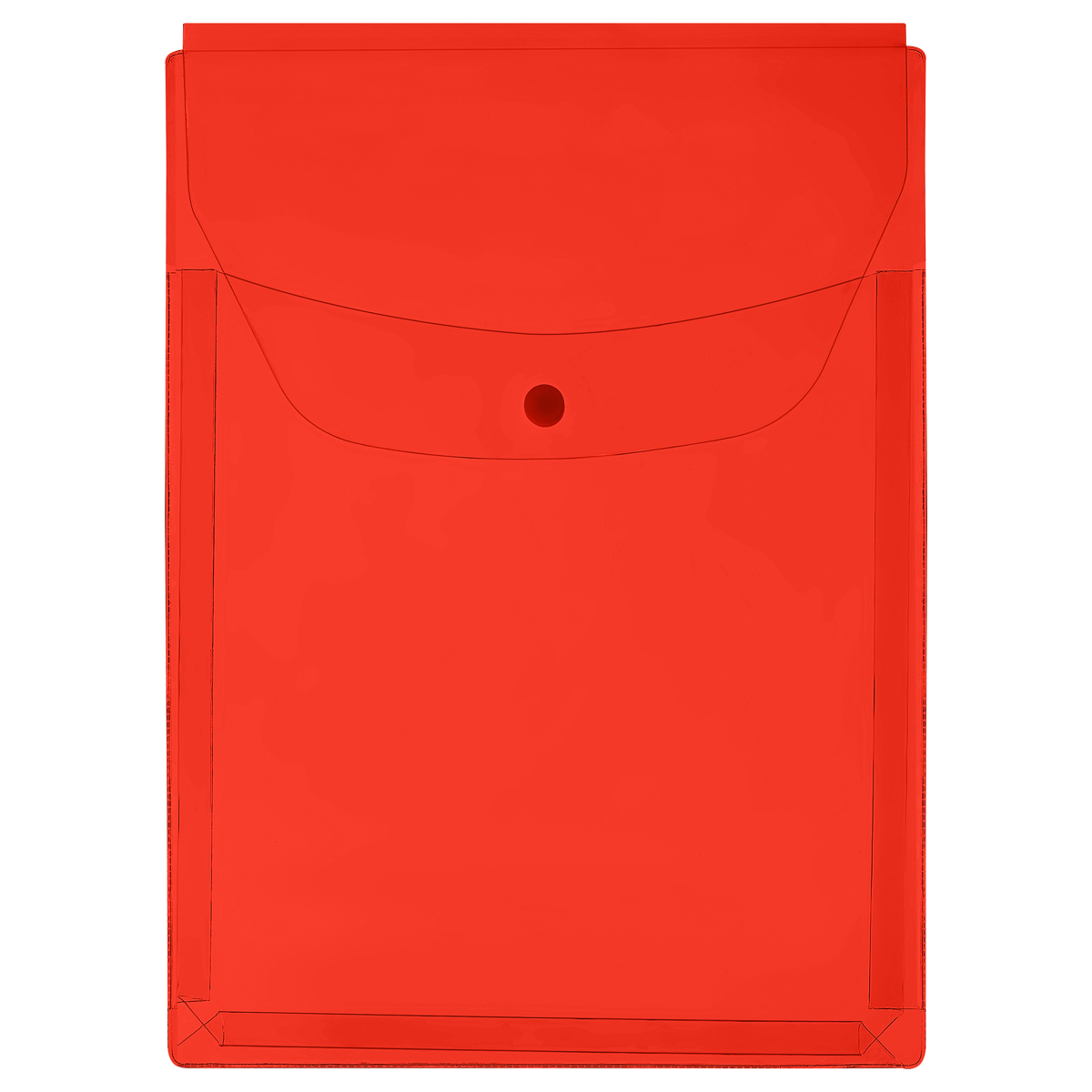 Папка-конверт на кнопке OfficeSpace А4, ПВХ, 180мкм, вертикальная, расширяющаяся до 250л., красная