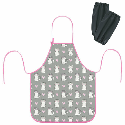 Фартук с нарукавниками для уроков труда ЮНЛАНДИЯ, регулировка по росту, 46х54 см, Sweet whiskers, 27