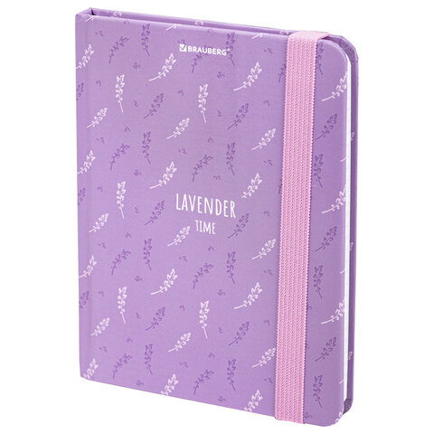 Блокнот с резинкой в клетку 96 л., МАЛЫЙ ФОРМАТ А6 (109х148 мм), твердая обложка, BRAUBERG, "Lavende