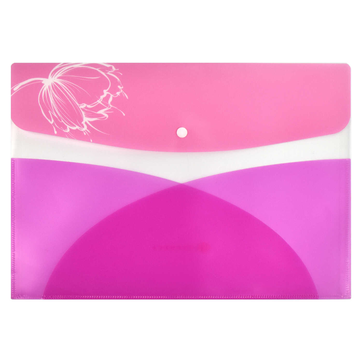 Папка-конверт на кнопке A4 Феникс+ "Цветок на розовом", 180 мкм