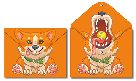 Папка-конверт на кнопке A4 Centrum "Корги" 180 мкм