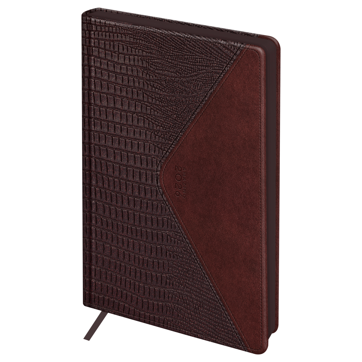 Ежедневник датированный 2026г., А4, 176л., твердый переплет, кожзам, BG "Reptile. Burgundy", бургунд