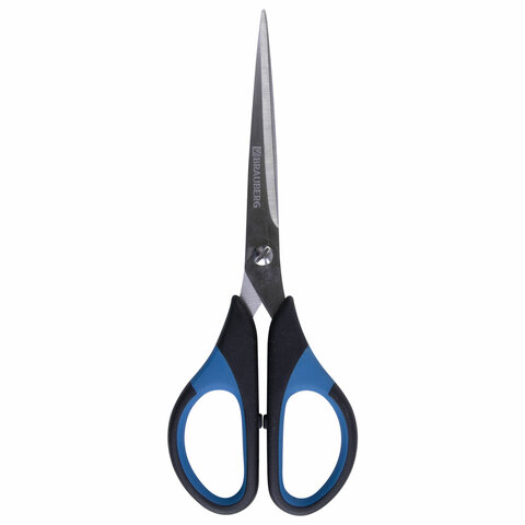 Ножницы BRAUBERG "Office-Expert", 170 мм, резиновые вставки, сине-черные, 3-х сторонняя заточка, бли