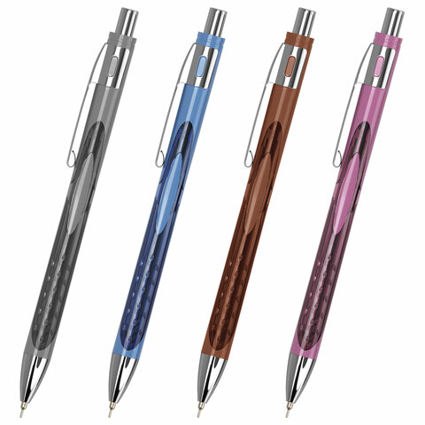 Ручка шариковая автоматическая с грипом BRAUBERG "STYLE RT", СИНЯЯ, игольчатый наконечник 0,7 мм, ли