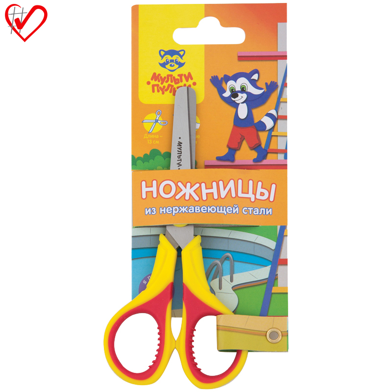 Ножницы детские Мульти-Пульти "Приключения Енота" 13см, ассорти, европодвес