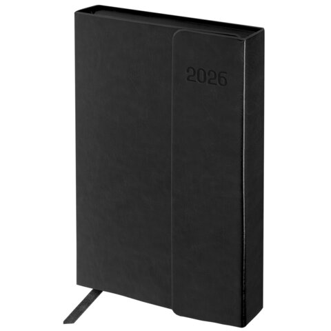 Ежедневник датированный 2026 А5 148х218мм GALANT Magnetic, под кожу, клапан, черный, 117483